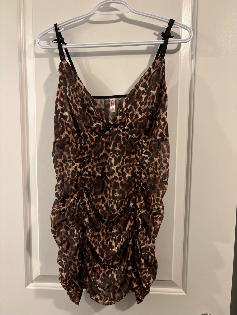 La Vie En Rose Leopard Mesh Camisole Nightgown
